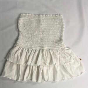 Hollister White Smocked Bubble Crop Top